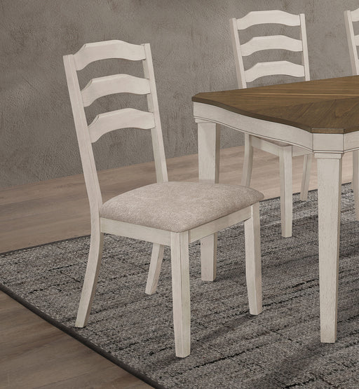 Ronnie Ladder Back Padded Seat Dining Side Chair Khaki and Rustic Cream (Set of 2) image