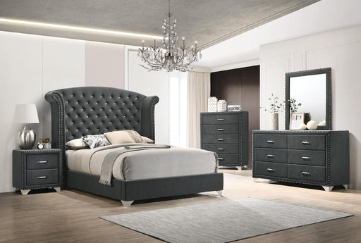Melody 5-piece Eastern King Tufted Upholstered Bedroom Set Grey image