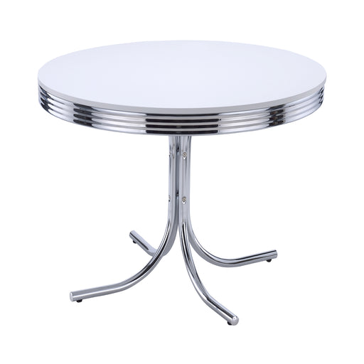 Retro Round Dining Table Glossy White and Chrome image