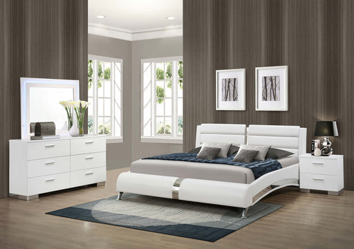 Jeremaine Bedroom Set with LED Mirror Glossy White image
