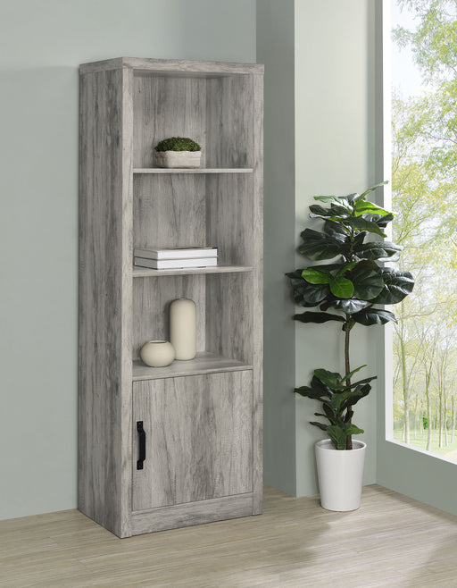 Burke 3-shelf Media Tower With Storage Cabinet Grey Driftwood image