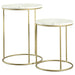 Vivienne 2-piece Round Marble Top Nesting Tables White and Gold image