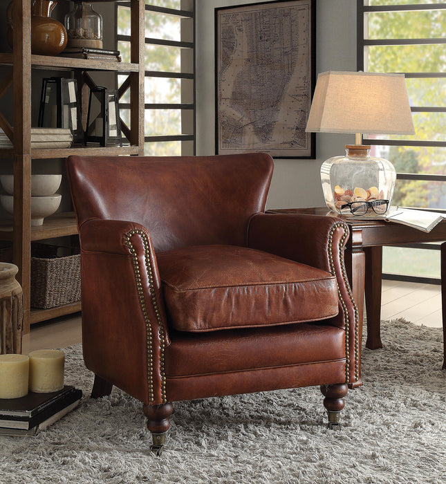 Leeds Vintage Dark Brown Top Grain Leather Accent Chair image