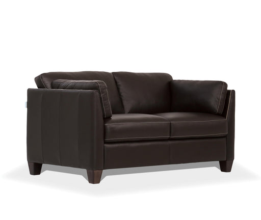 Matias Chocolate Leather Loveseat image