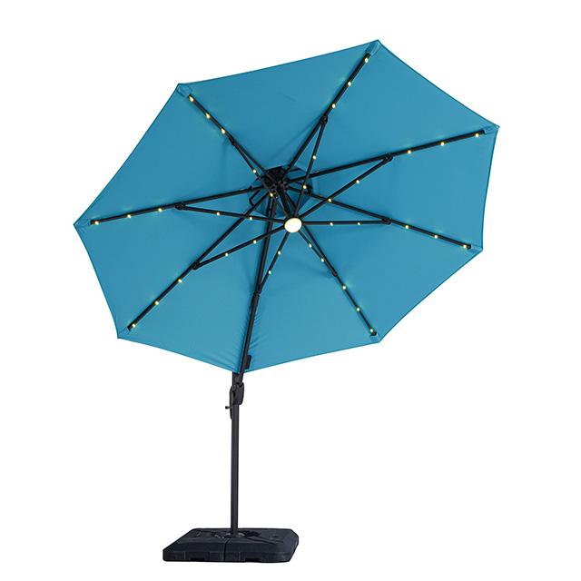 10 ft teal patio umbrella Nuti 10 Ft Round Umbrella w/ LED Light + 37" Large Base
